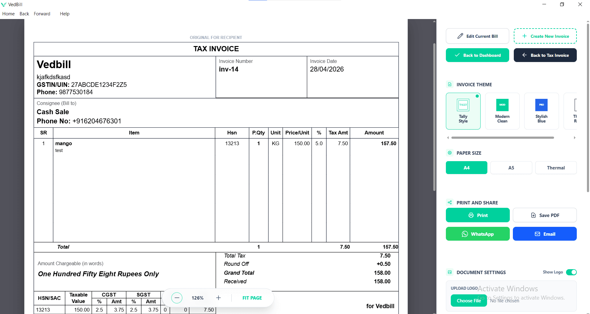 Custom Invoice Printing and Eway Bills