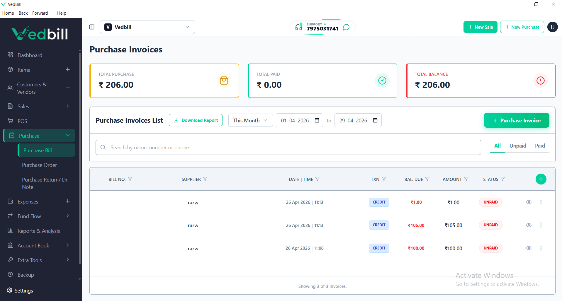 Vendor and Purchase Management